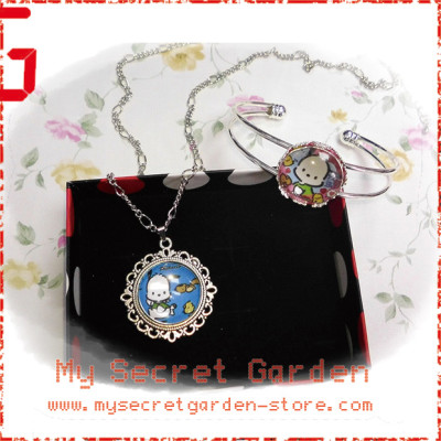 Pochacco / Pekkle ( Ahiru No Pekkle ) Cabochon Necklace and Bracelet Set 1a or 1b Pochacco / Pekkle ( Ahiru No Pekkle ) Cabochon Necklace and Bracelet Set 1a or 1b